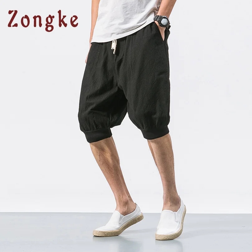 Zongke, китайский стиль, летние льняные хлопковые шорты, мужские уличные шорты, мужские s шорты, мужские шорты, 5XL, хлопковая одежда, весна, новинка