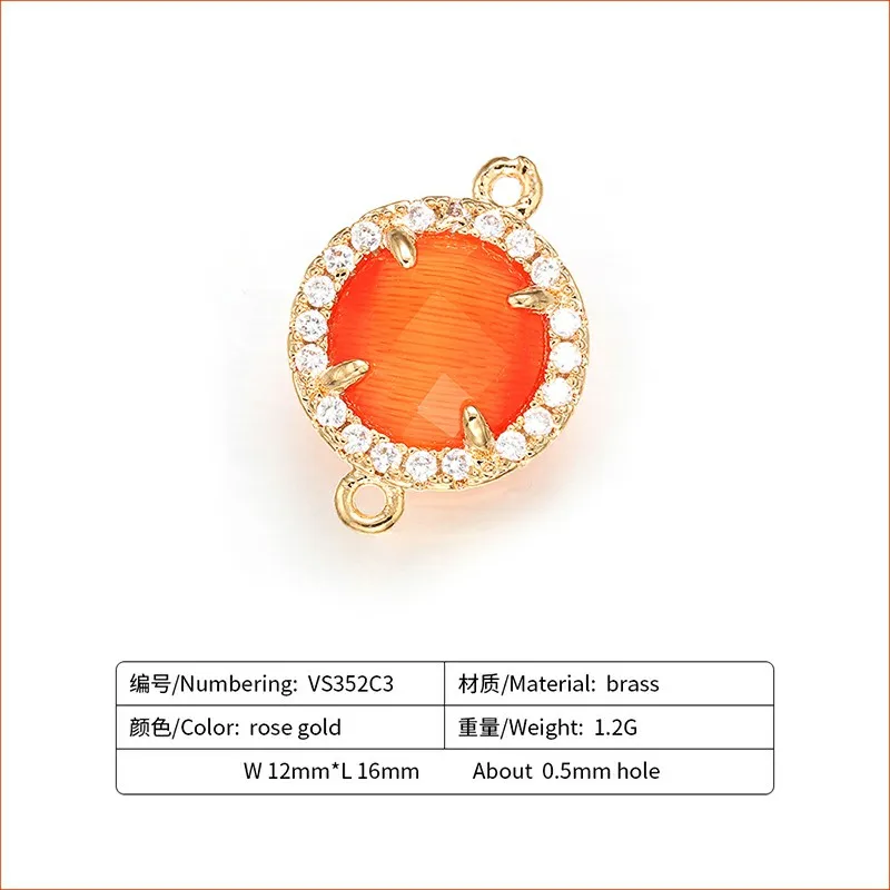 red ZHUKOU 12x16 мм латунные кубические циркония круглые коннекторы с кристаллами для ожерелья ручной работы для изготовления ювелирных изделий Модель: VS352 - Цвет: red
