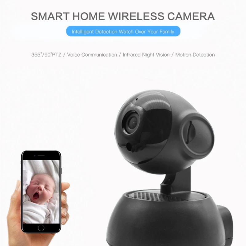 IP камера KPIOCCOK 720P с углом обзора 355 градусов и функцией ночного видения 2 4