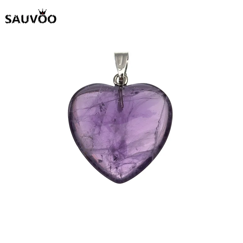 Sauvoo 5 шт. фиолетовый розовый кристалл натуральный камень сердечко ожерелье