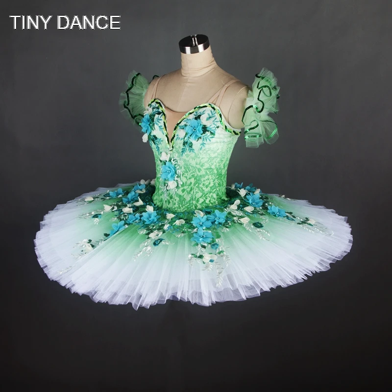 10 слоев жесткой Тюль Омбре зеленый Профессиональный Классический Балетная пачка