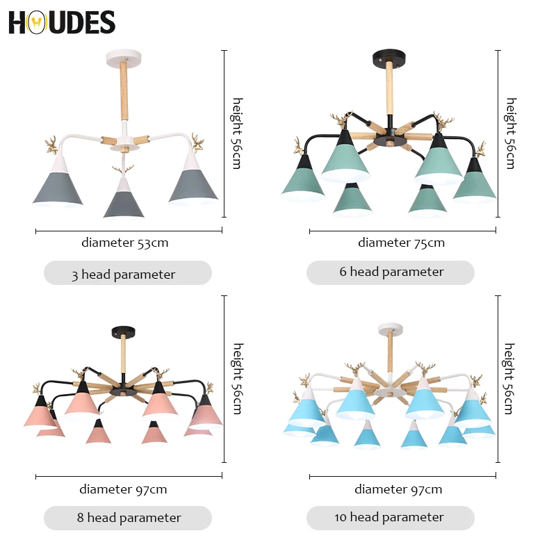 Современный творческий светодиодный Люстра голова оленя кованого железа