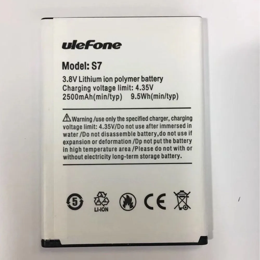 100% Оригинальный чехол накладка Ulefone S7 Батарея 2500 мАч для 5 0 дюйма ulefone s7 смартфон с