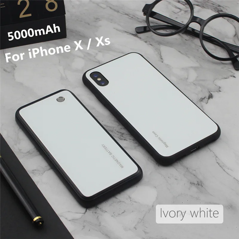 White for X Xs NTSPACE 5000 мАч беспроводной магнитный чехол для зарядки аккумулятора для iPhone X Xs Max портативный чехол для банка питания для iPhone XR чехол питания - Цвет: White for X Xs