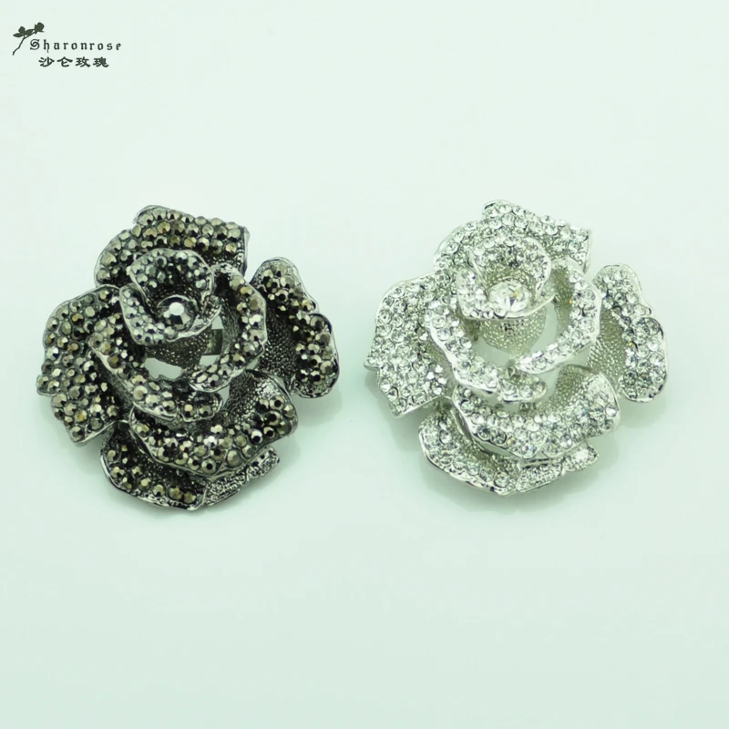 Декоративная брошь в виде розы с кристаллами стразы пуговицы для женщин одежды