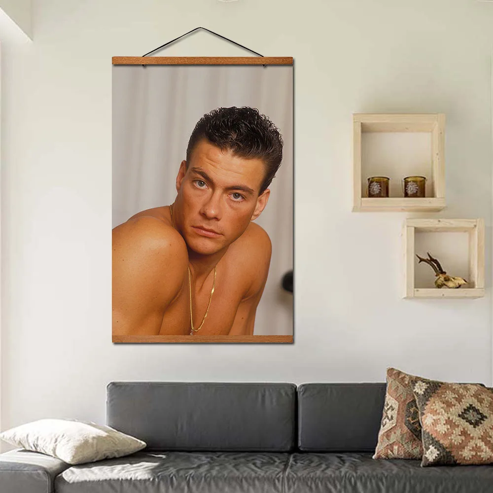 Jean-Claude Van Damme Poster Hanging Scroll Canvas Painting With Solid Wood Decoration