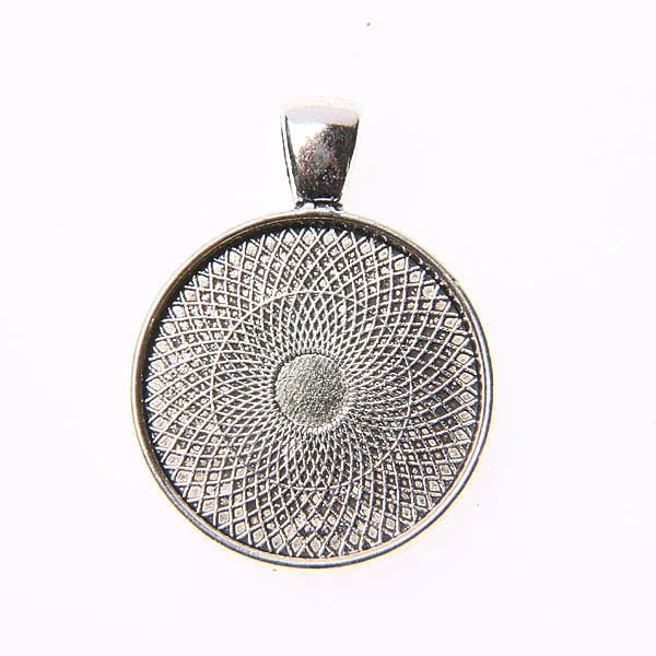 

Tibetan silver plated carved round shape 25mm cabochon settings 4pcs EF3567
