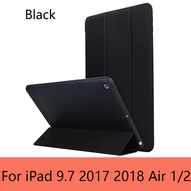 black Чехол Rovtop для IPad Air 2 9,7 Pro 10,5 чехол Чехол для IPad Air 2 3 1 Мягкий силиконовый чехол из искусственной кожи Авто Режим сна - Цвет: black