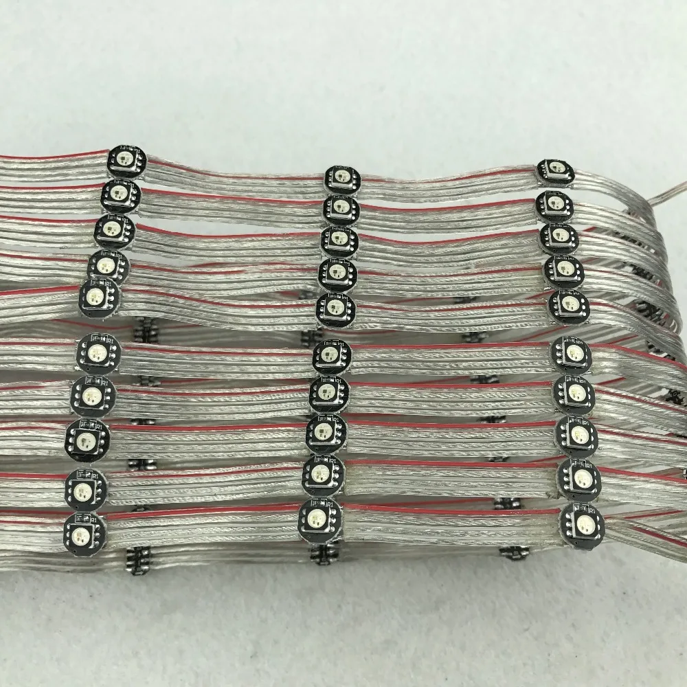 100 шт/гирлянда DC5V WS2813-RGB полноцветный адресуемый светодиодный пиксельный светильник с радиатором; 5 см расстояние между проводами; со всеми чистыми проводами