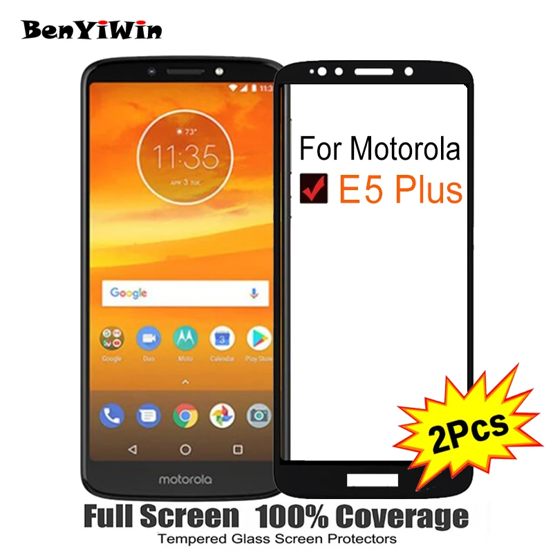 2 шт Полное покрытие экрана протектор Закаленное стекло для Motorola Moto E5 Plus 6,0" Защитное стекло для E5 e5 Plus XT1924 пленочный чехол