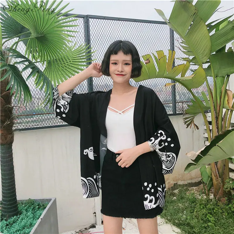 Кимоно Кофта кардиган рубашка летние пляжные кимоно женские 2019 Косплей yukata