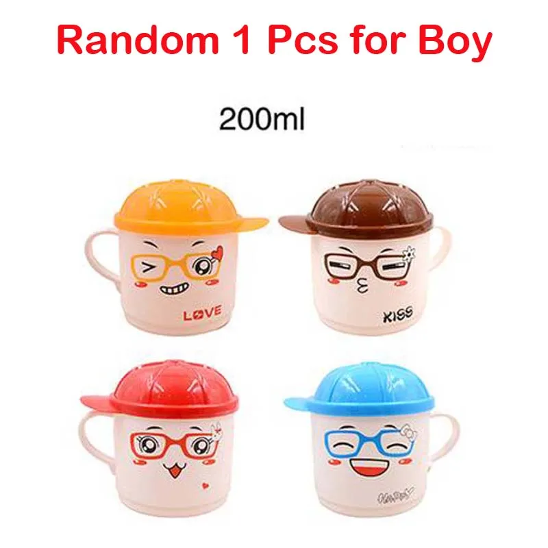 Boy Color Lid Cup 1 шт. 200 мл мультфильм дети детская питьевая чашка для детей для малышей новорожденных учатся кормления бутылка для воды с ручкой обучение чашки - Цвет: Boy Color Lid Cup