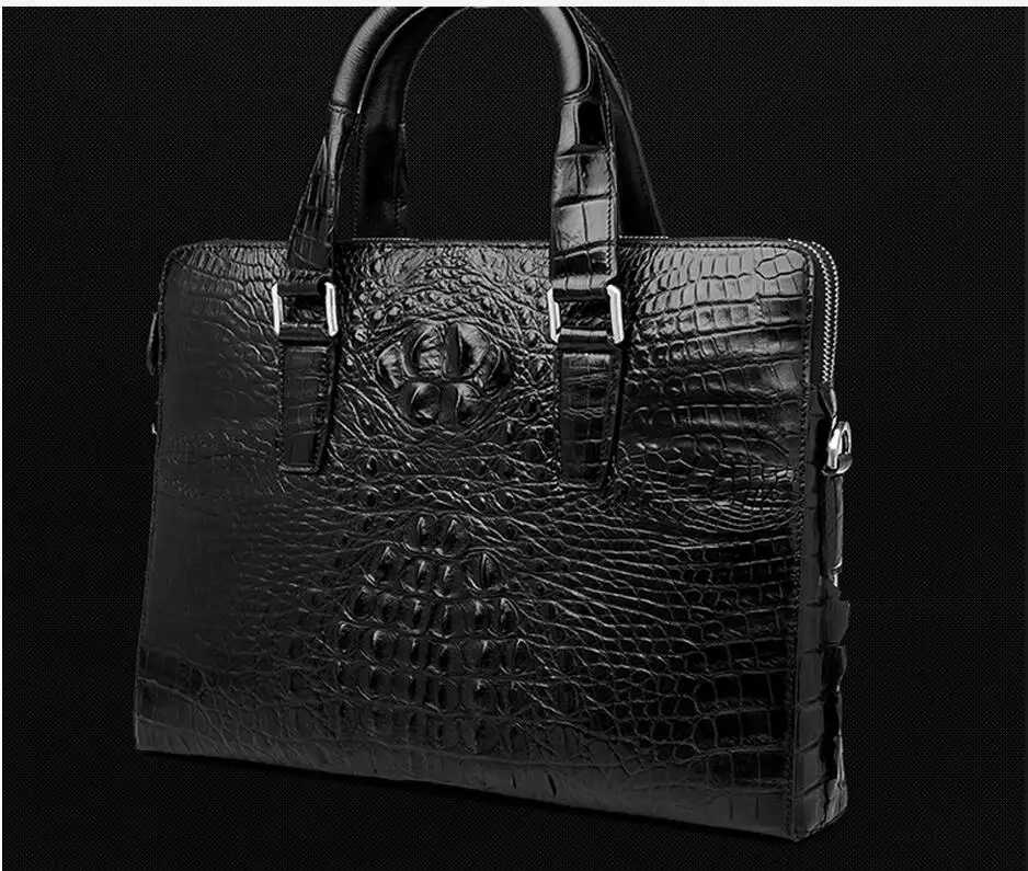 100% натуральная крокодиловая кожа мужской портфель из натуральной кожи черный