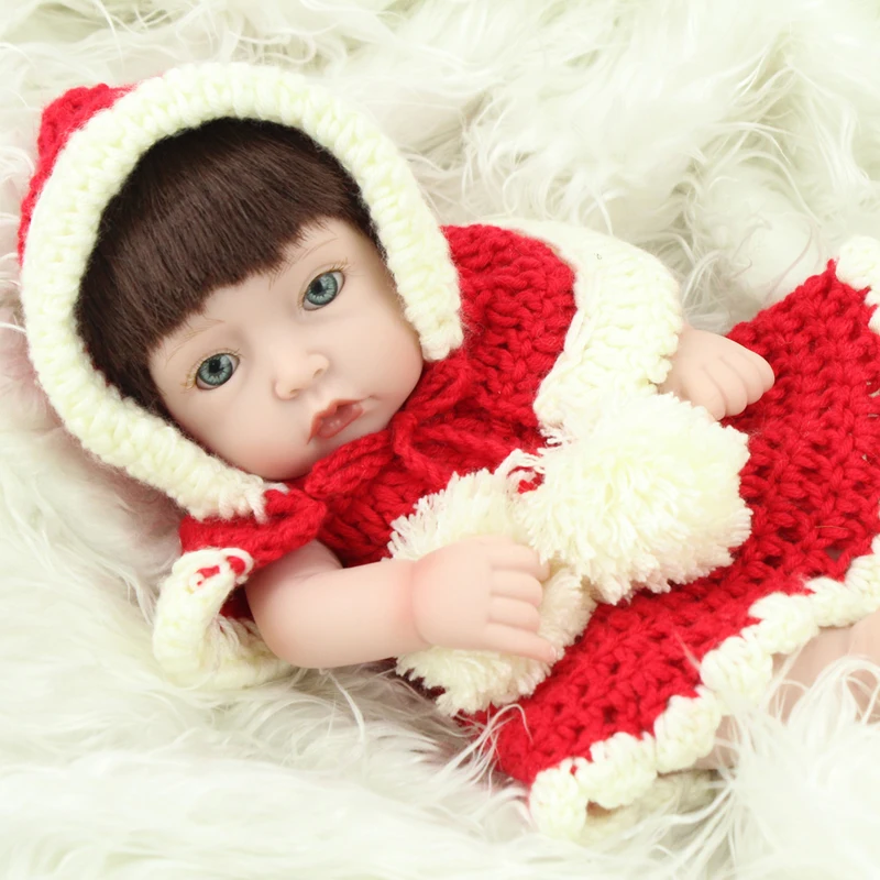 Мини силиконовые куклы Reborn Baby ручные имплантаты коричневые синтетические волосы