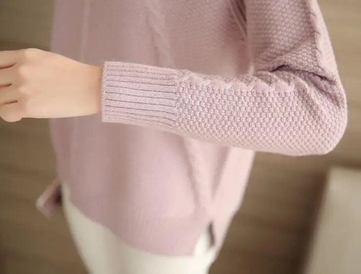 Женский Теплый свитер с бусинами и воротником-хомутом | Женская одежда