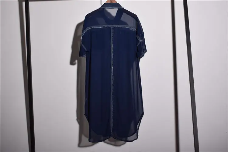 XITAO, шифоновая Женская Джинсовая блузка, летняя, короткий рукав, перспективная, тонкая, повседневная, Корея, Пляжная, сексуальная, женский топ и рубашка LJT3807
