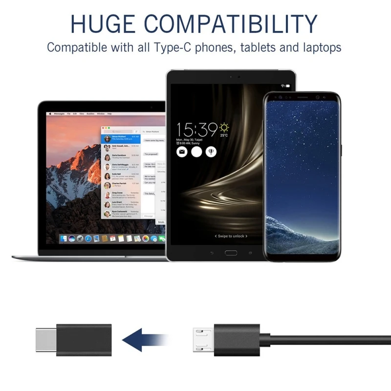 Черный Тип-C разъем Micro USB 2,0 5Pin Женский данных адаптер переходник USB Тип C адаптер лучшая цена 1 шт