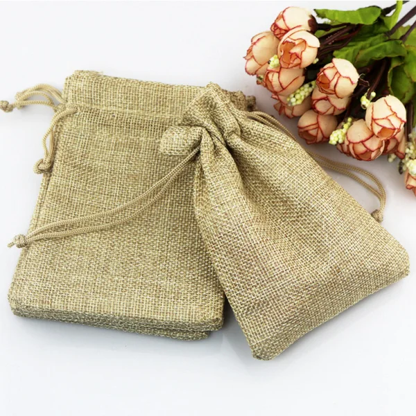 100 шт./лот джутовые мешочки для рождественской вечеринки винтажные Свадебные с