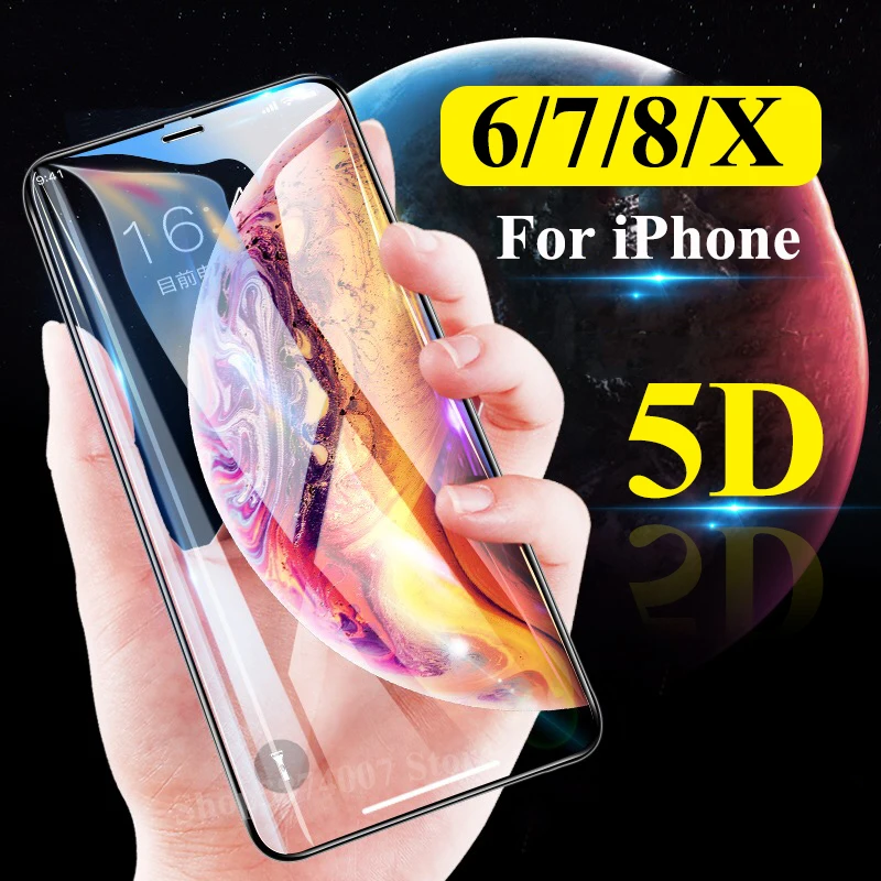 5D Защитное стекло для iPhone 6 S 7 8 Plus Aphone X R XS Max SX XR Aifon 10S S10 RX закаленное защиты экрана |