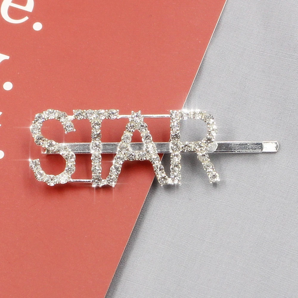 Start 8 Styles Silver Diamond Rhinestone Letter Hair Clips Hairpin Bangs Clip Sweet Barrette Hairclips Hair Accessories - Color: Start