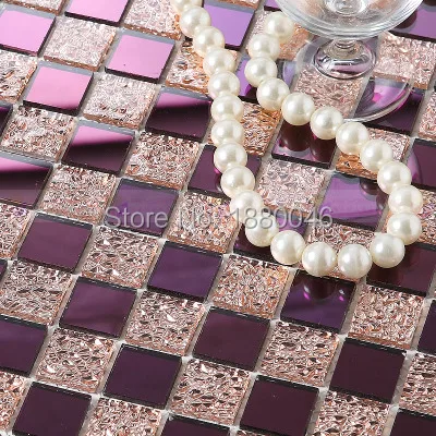 

1box 11pieces High quality Purple color Crystal Glass Mosaic Tiles China New and Clear Glass Mosaic Pool Tiles 30x30cm