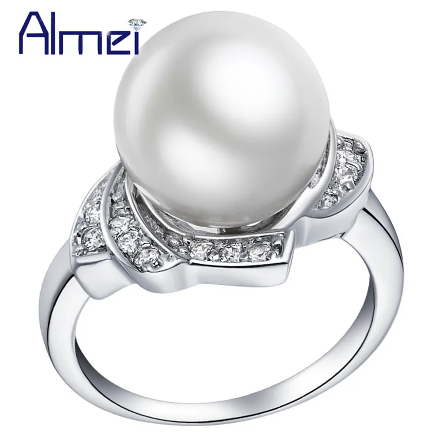 Женское серебряное кольцо с фианитом жемчугом | Украшения и аксессуары