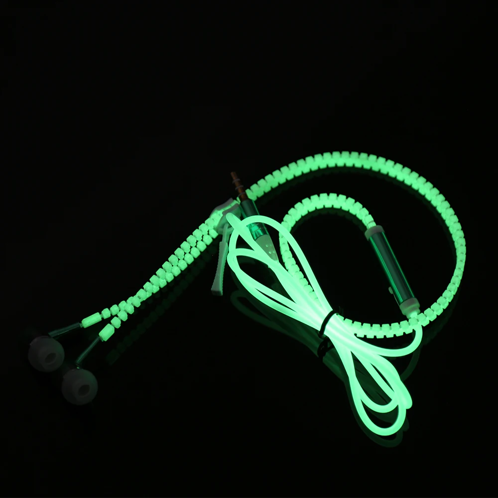 Светится в темноте металлические наушники С микрофоном светящиеся молния