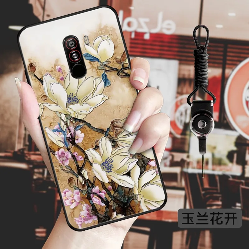 Chinese style retro case FOR pocophone f1 Relief cover embossed POCO F1 Magnolia Lotus Plum blossom flower |