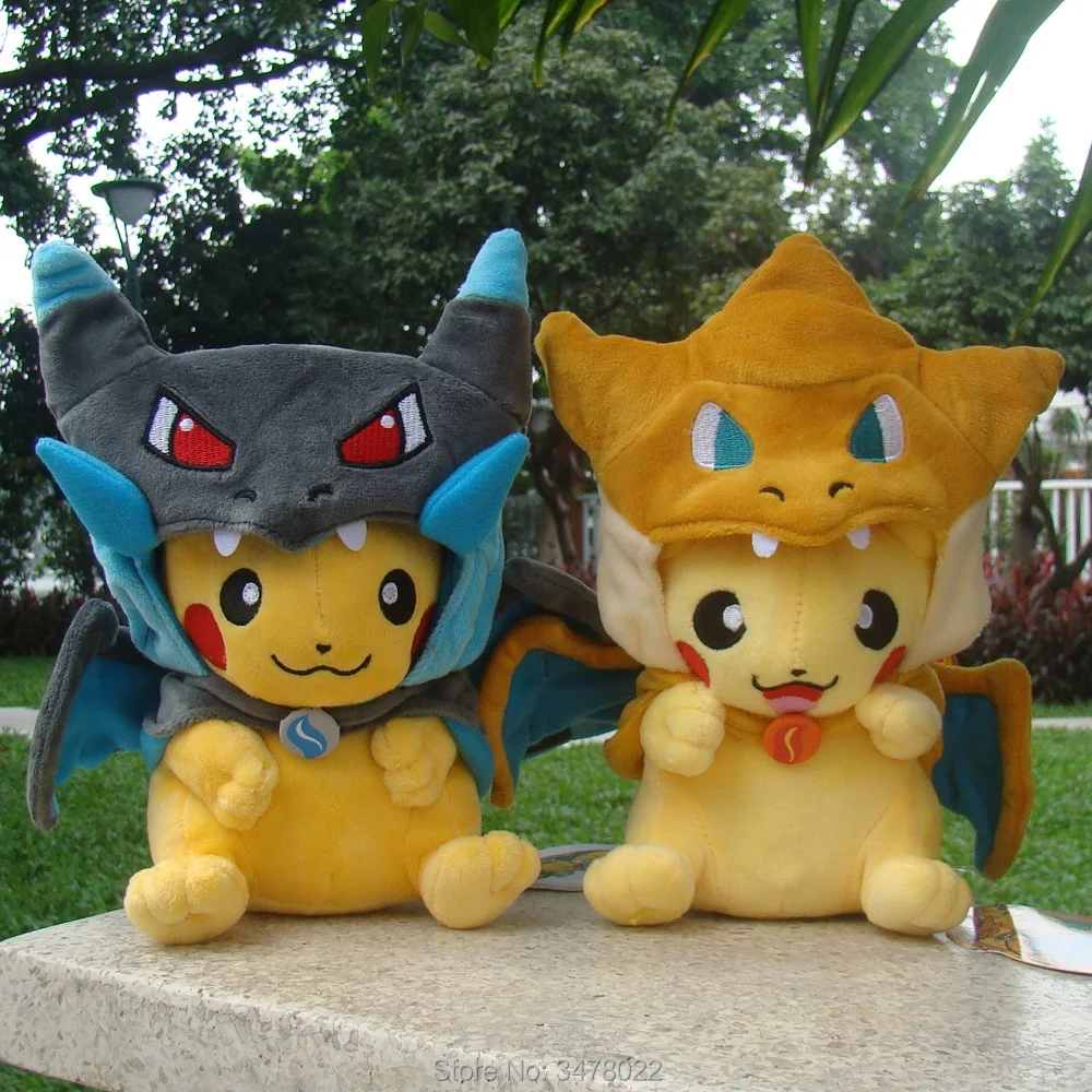 Фото 4 вида Косплей Покемон Плюшевая Мега блестящая Charizard XY Пикачу плащ Мягкая игрушка мультяшная Мягкая кукла №2