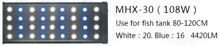 MHX-30 40-180 см пресноводная рыба Коралл освещение для выращивания растений подводный, для аквариума светодиодное освещение коралловый риф ручное управление - Цвет: MHX-30
