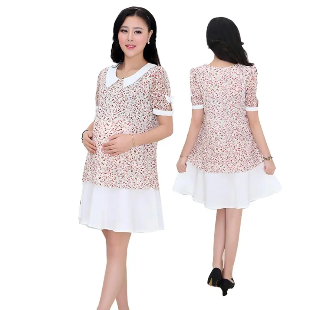 Женская кружевная Одежда для беременных ажурное шифоновое платье с цветочным