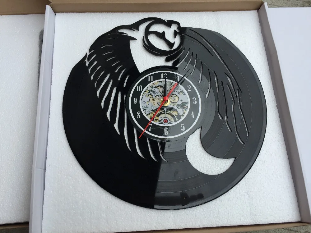 Сова игра винтажный Декор виниловая пластина часы комната настенное искусство