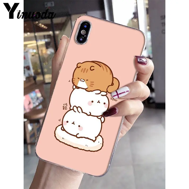 A14 Yinuoda Kawaii Molang мультфильм аниме Кот DIY рисунок чехол для телефона чехол для iPhone X XS MAX 6 6s 7 7plus 8 8Plus 5 5S SE XR - Цвет: A14