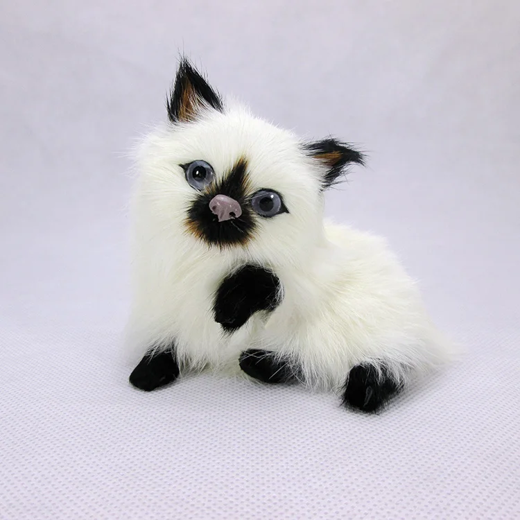 

mini cute simulation cat plastic&fur black mouse cat model gift about 10x8x9.5cm a25