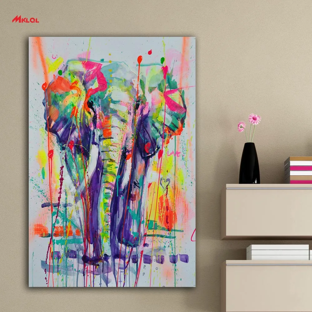 Большая картина на стену слон декор для ресторана кабинета спальни маслом