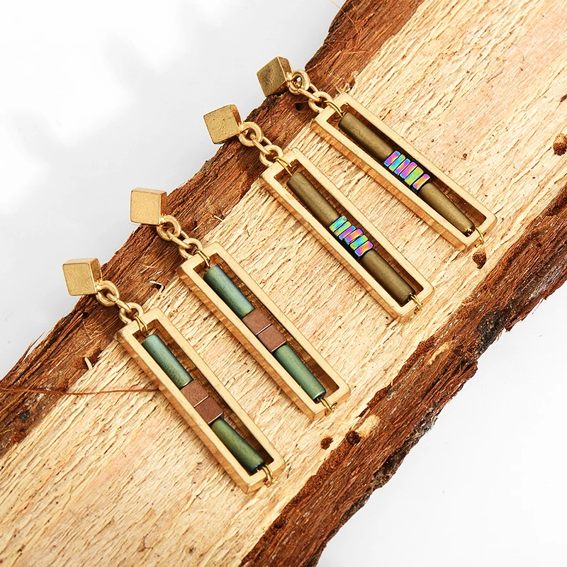 Женские Модные висячие серьги из натурального камня ювелирные изделия винтажные