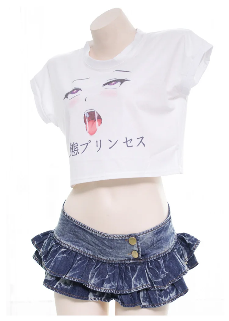 Женская футболка с коротким рукавом Летняя Сексуальная принтом в японском стиле