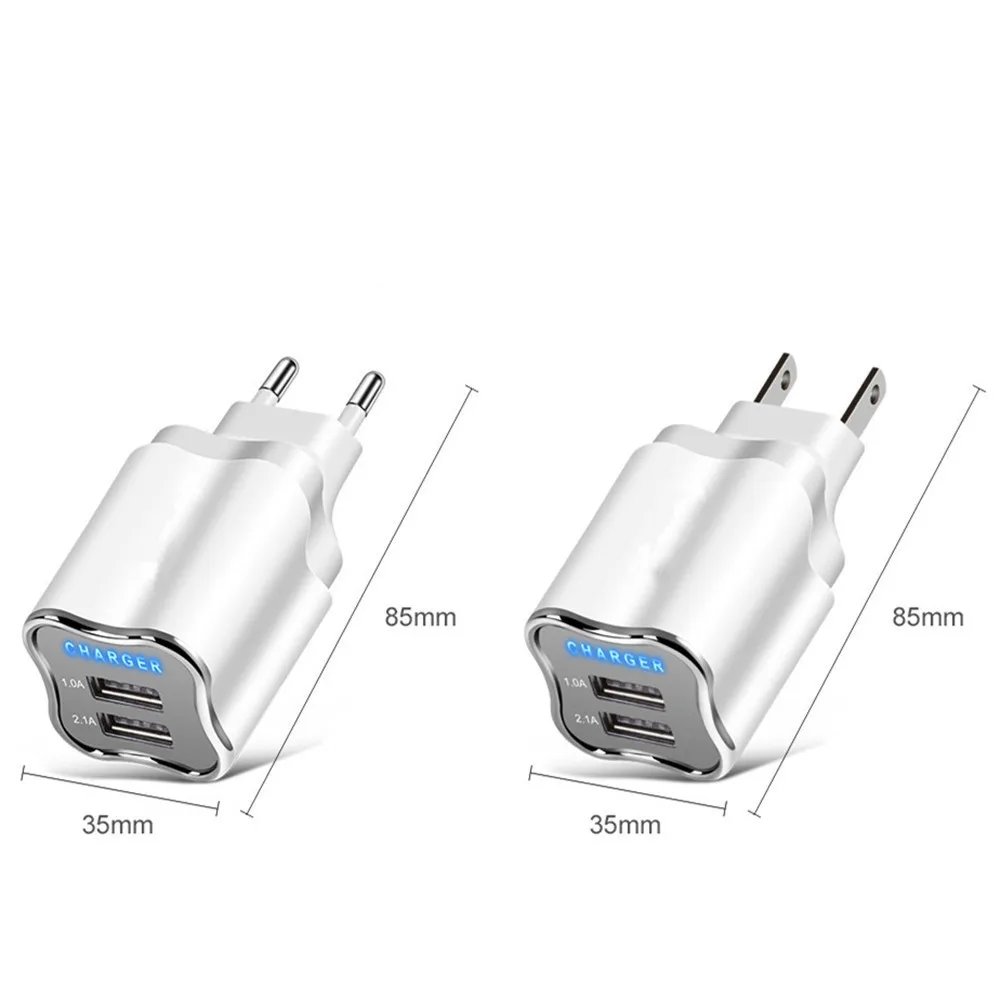 Для iPhone samsung 2 порта EU/US вилка настенное зарядное устройство с двумя портами USB 2.1A