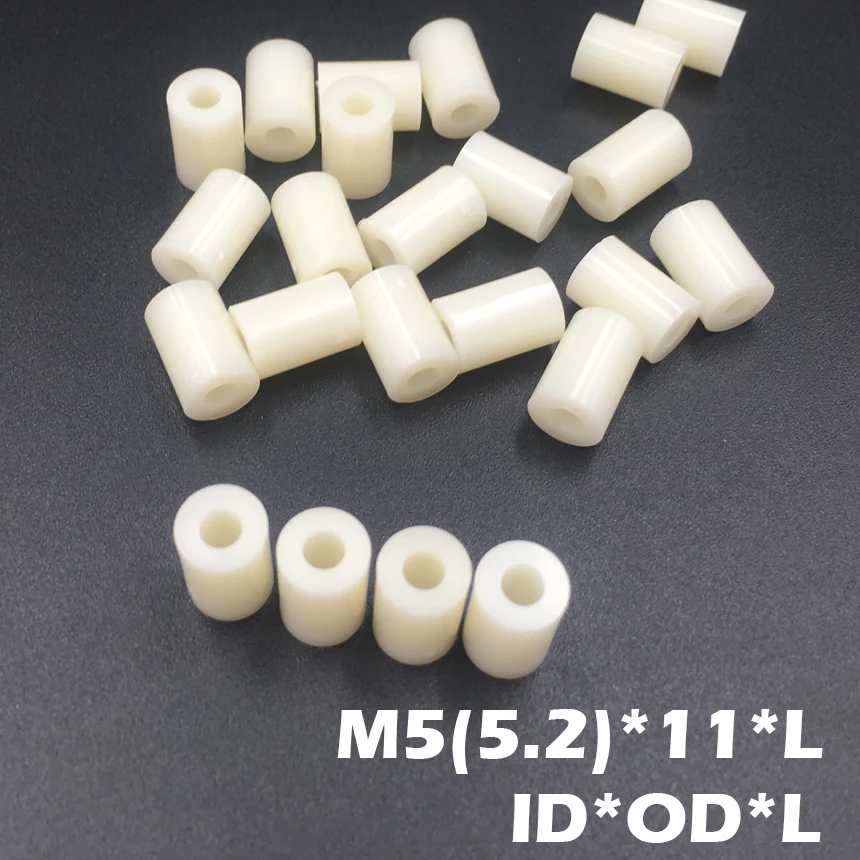 200pcs M5 5.2*11*15 5.2x11x15 5.2*11*18 5.2x11x18 ID*OD*L ABS Plastic Nylon Round Column Insulation Shim Washer Standoff Spacer |