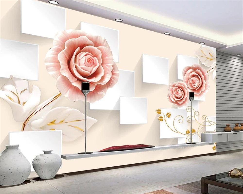 

3d обои для гостиной, спальни, ТВ, 3 d, Нефритовый квадратный пион