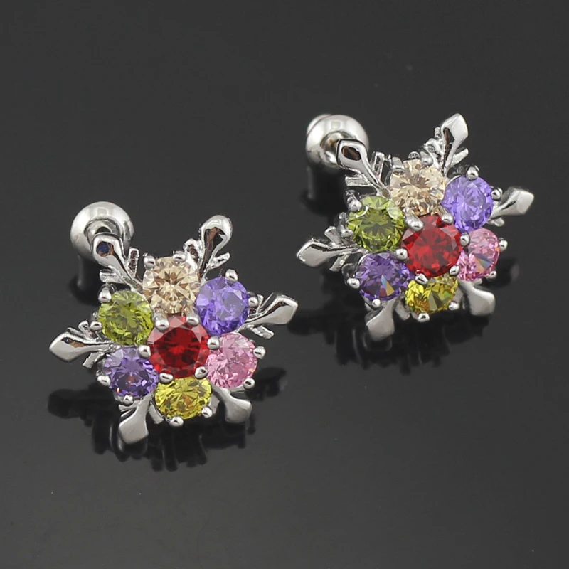 HAIMIS Multi Color Silver Jewelry Sets For Wome With Chain Pendant Earrings Wedding T012M | Украшения и аксессуары