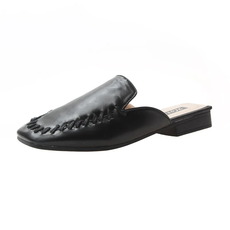 Женские шлепанцы Новинка лета 2019 женские из искусственной кожи на плоской