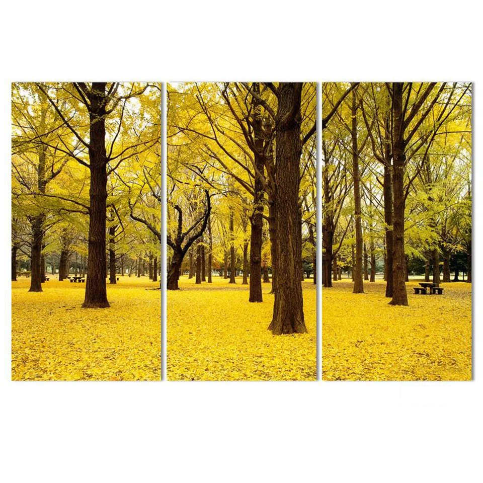 Картины на стену фотообои Холст 3 шт./шт. осенний кленовый пейзаж современные