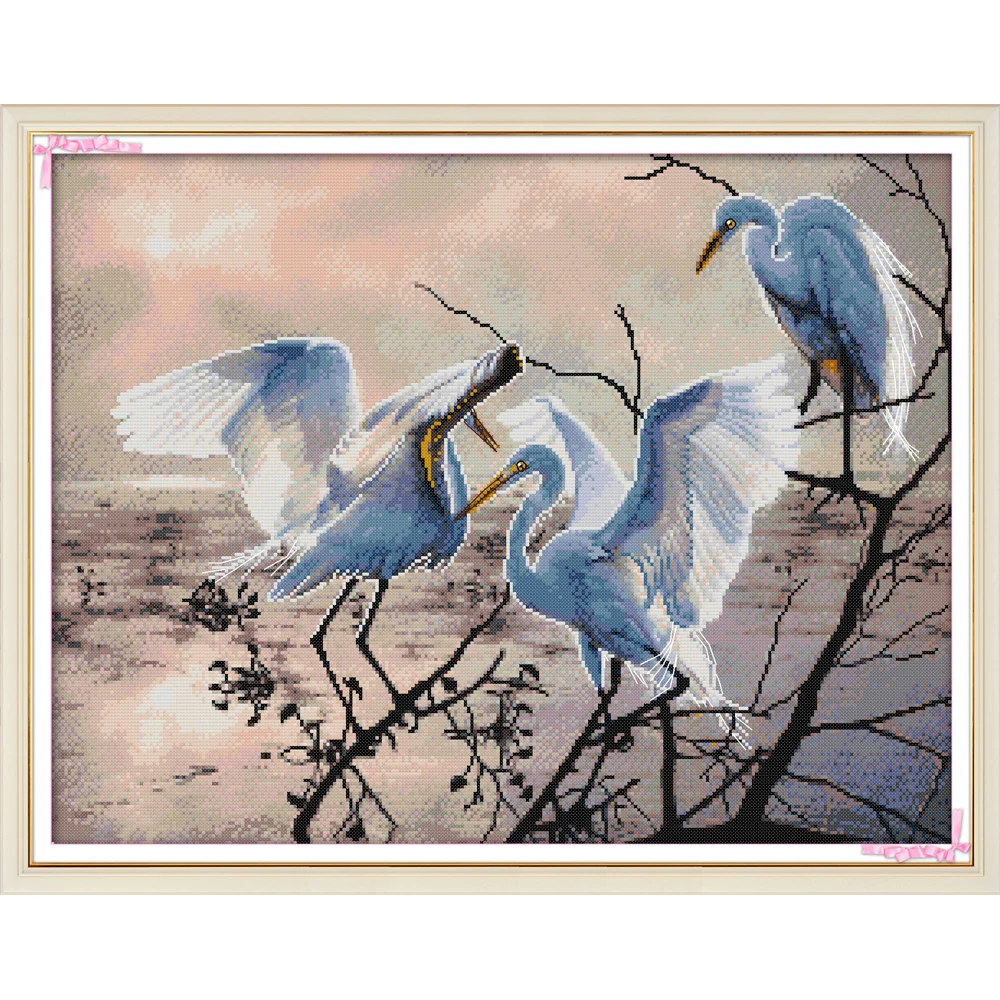 Joy Sunday Three Egrets китайские наборы для вышивки крестиком Экологичные хлопковые