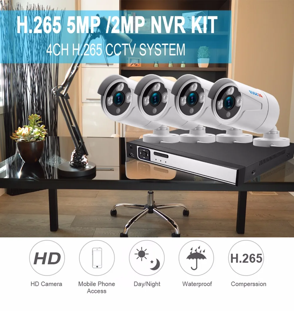 BESDER H.265 5MP 2592*1944 система наблюдения CCTV 48V PoE 4CH NVR Kit 5MP 3MP 2MP Водонепроницаемый на открытом воздухе цилиндрическая PoE камеры H.265