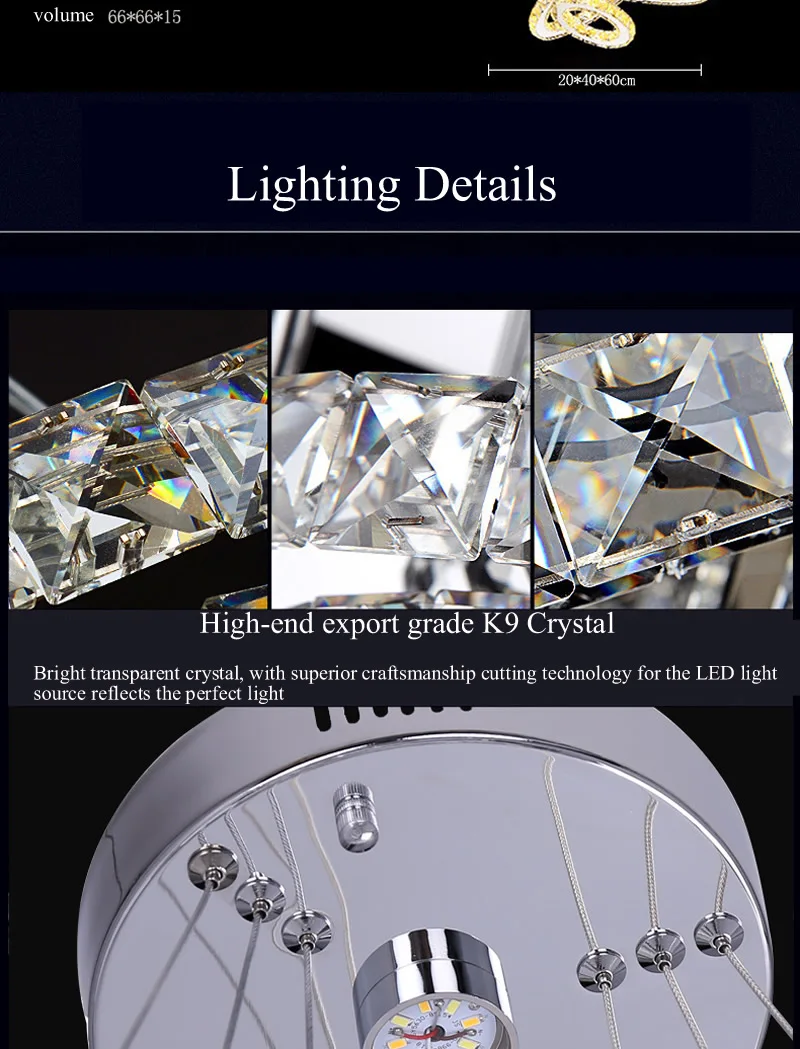 Светодиодный ная люстра с 3 кольцами Хрустальная круглая лампа трехцветный