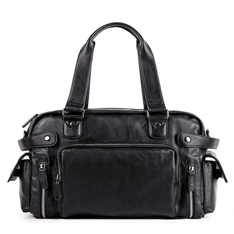 New Men Travel Bag PU Leather Men's Travel Bags High Quality Shoulder Handbag  Tote Large Capacity  Bags