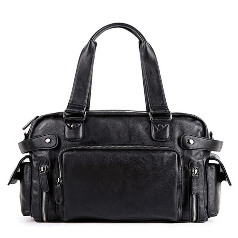 

New Men Travel Bag PU Leather Men's Travel Bags High Quality Shoulder Handbag Tote Large Capacity Bags