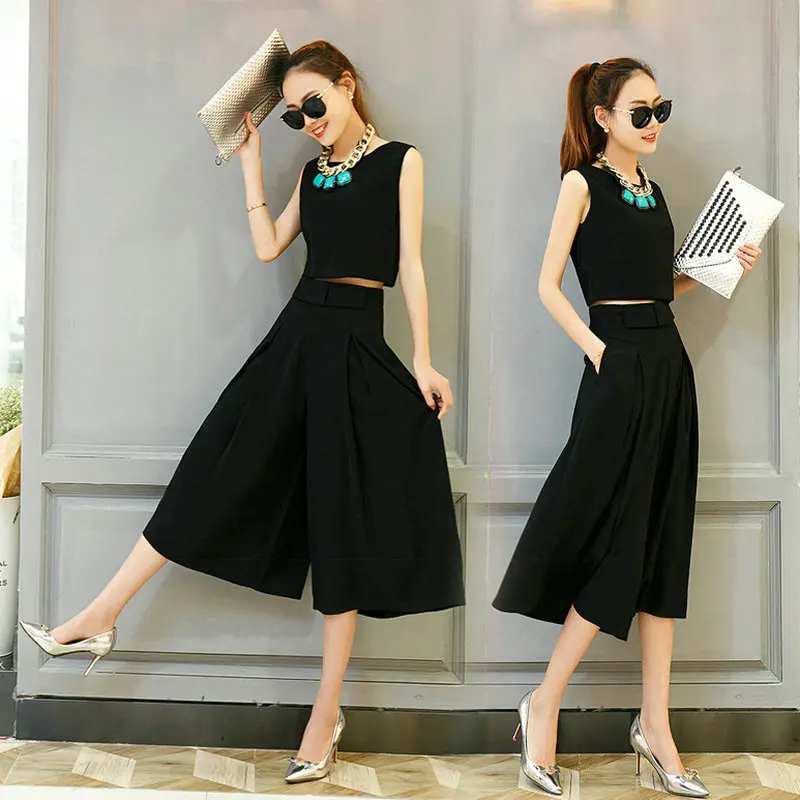 Женские костюмы и комплекты. Элегантные брюки для дам. Новая мода 2016 года. Рукава отсутствуют. Летние брюки. Размеры плюс. 2-х частный набор для женщин.