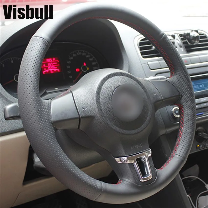 Вышитая вручную черная кожаная фотосессия Visbull V1008 для Volkswagen Golf 6 Mk6 2010-2013 VW Polo MK5 |